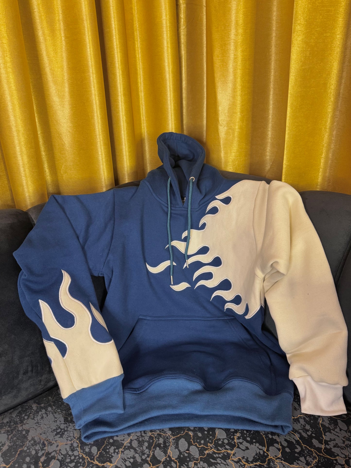 Blue and white fire Premium quality hoodie