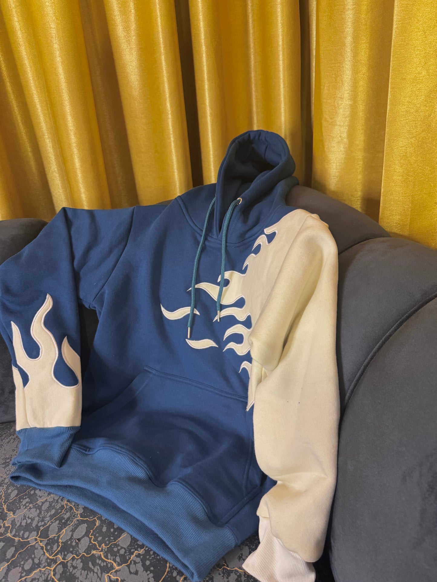 Blue and white fire Premium quality hoodie