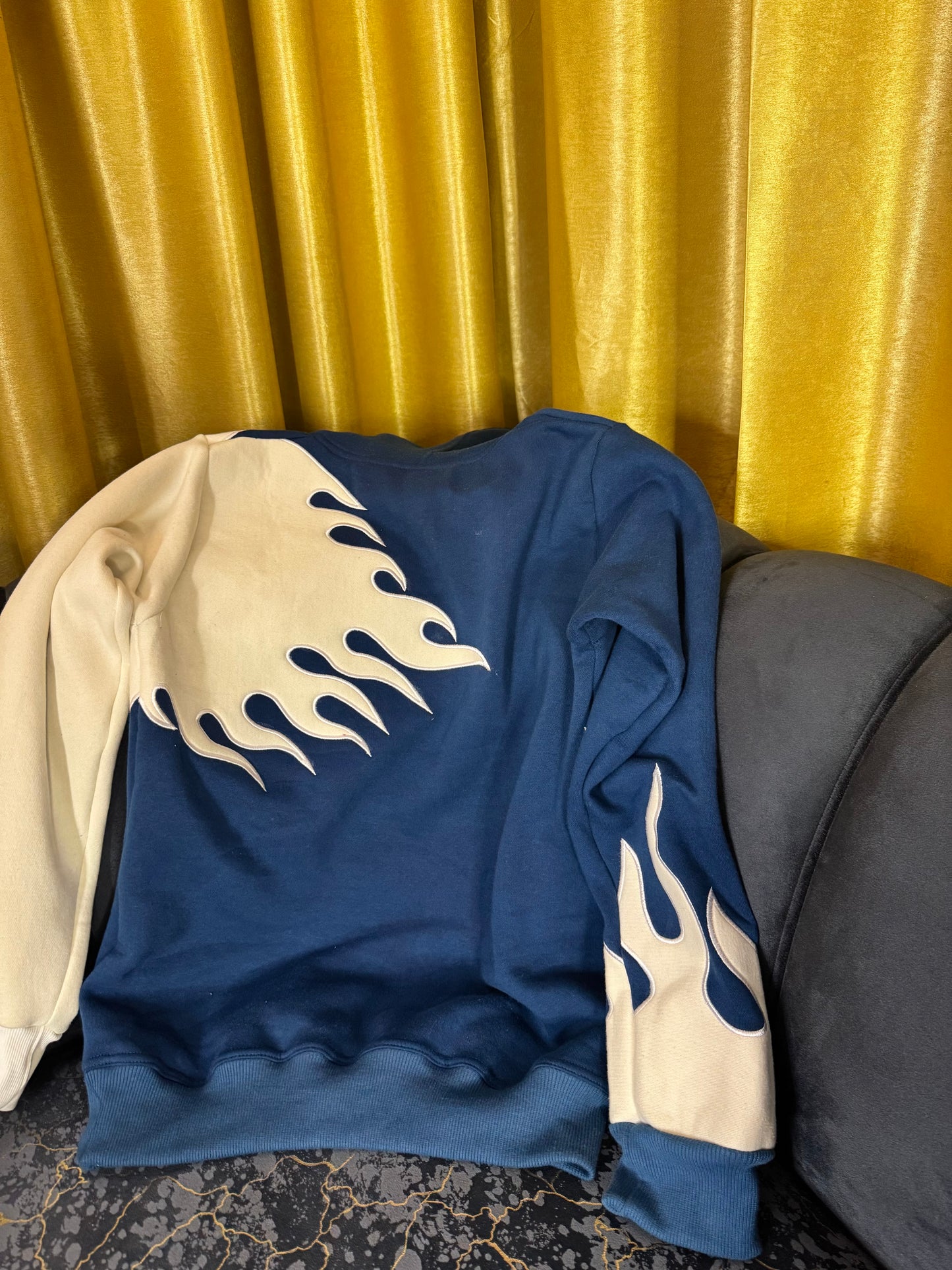 Blue and white fire Premium quality hoodie