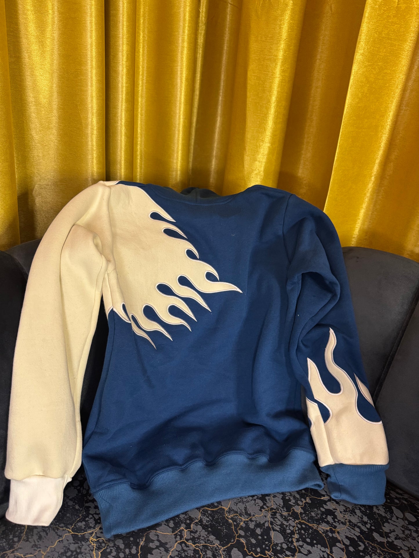 Blue and white fire Premium quality hoodie